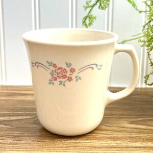 Vintage Corning Corelle Set of 4 Coffee Tea Mugs English Breakfast Cream Flower